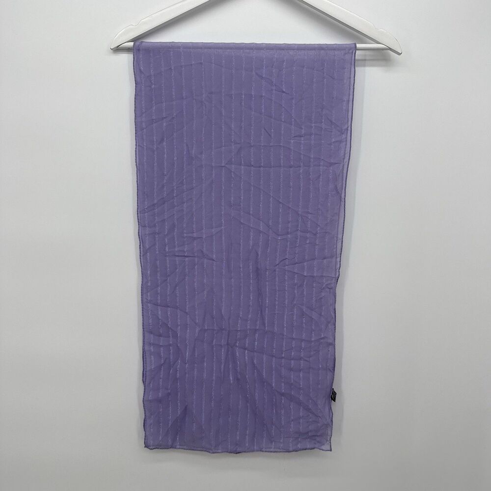 Zenith Vintage Purple Metallic Stripe Silk Scarf Accessory Lightweight
